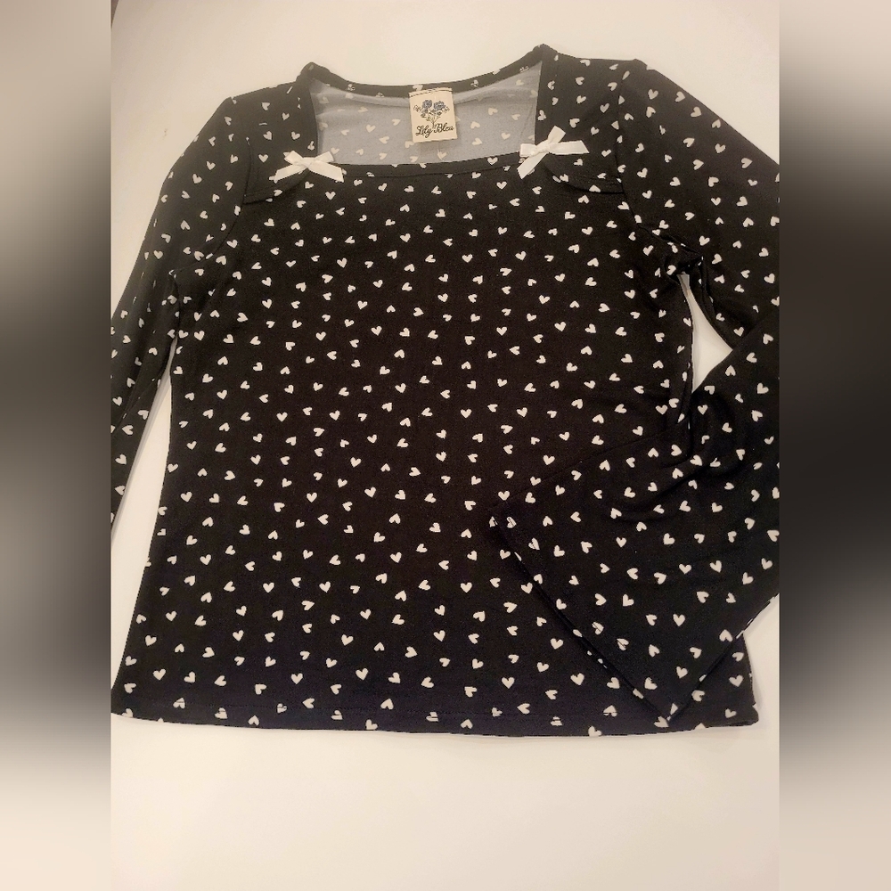 Girls Heart and Bows Long Sleeve Tops - Picture 3 of 6